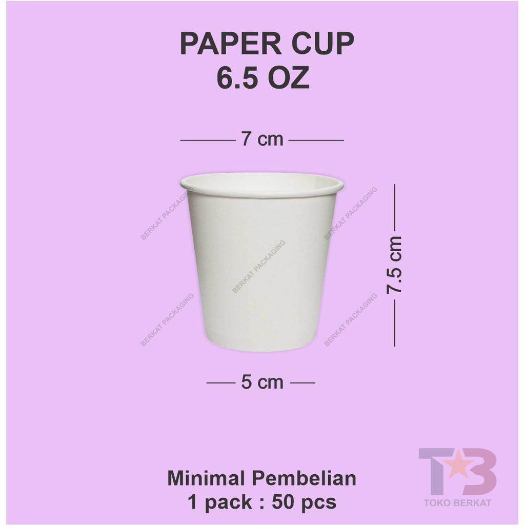 Paper Cup Polos 6,5oz Putih / Paper Cup Hot / Sablon / Cetak / Gelas kertas / Gelas Kopi Kertas  / S