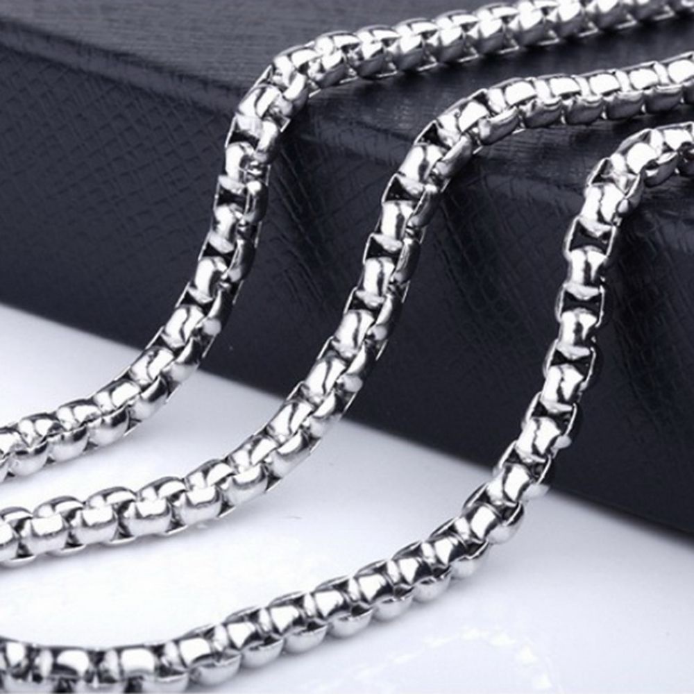 ROW Hot Box Chains Simple Square Beads Men Necklace 3mm Fashion Gold/ Black/ Silver Jewelry Gift Titanium Steel/Multicolor