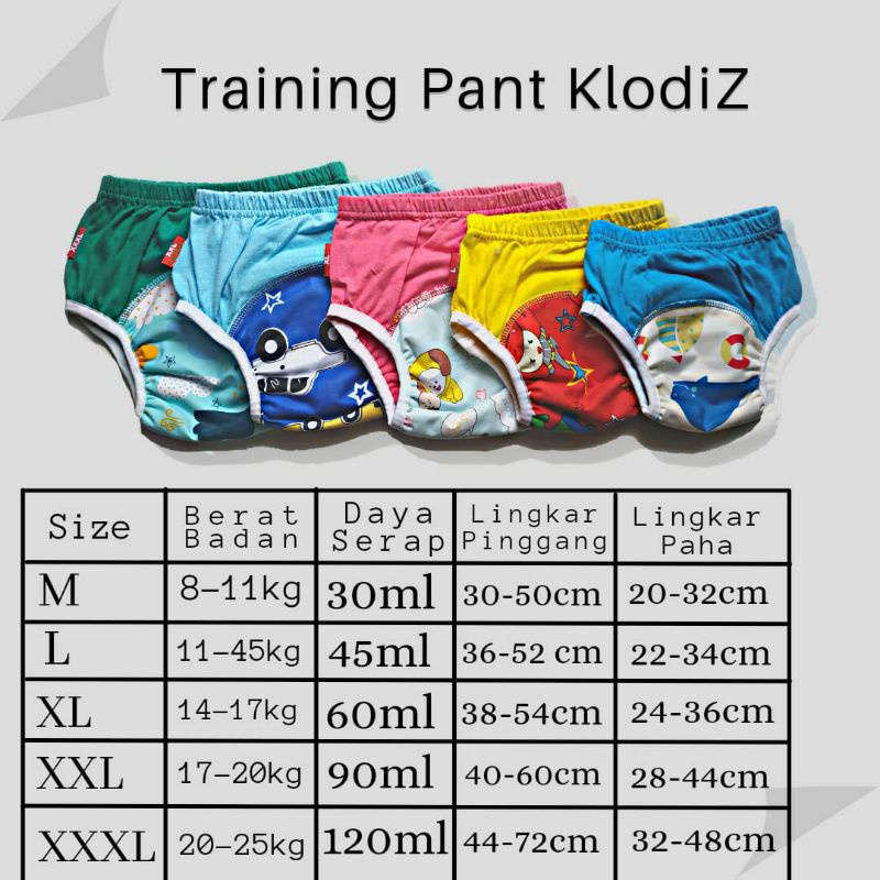 Training Pants Clodiz size M / L Celana Tatur Celana Toilet Training Clodiz