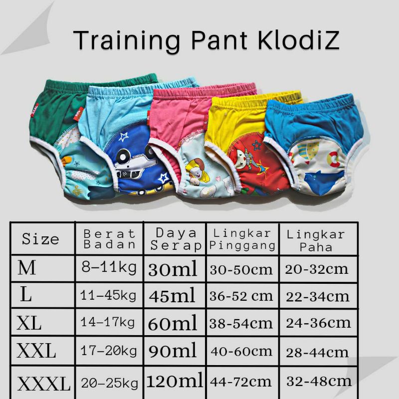 Training Pants Clodiz Klodiz size XL / XXL Celana tatur Celana Toilet Training Clodiz