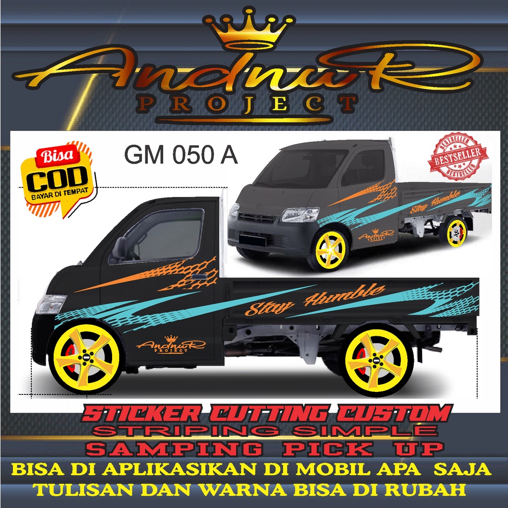 STRIPING STICKER CUTTING CUSTOM BAK SAMPING KANAN KIRI PIK UP 50 GRANDMAX  BISA UBAH NAMANYA VARIASI