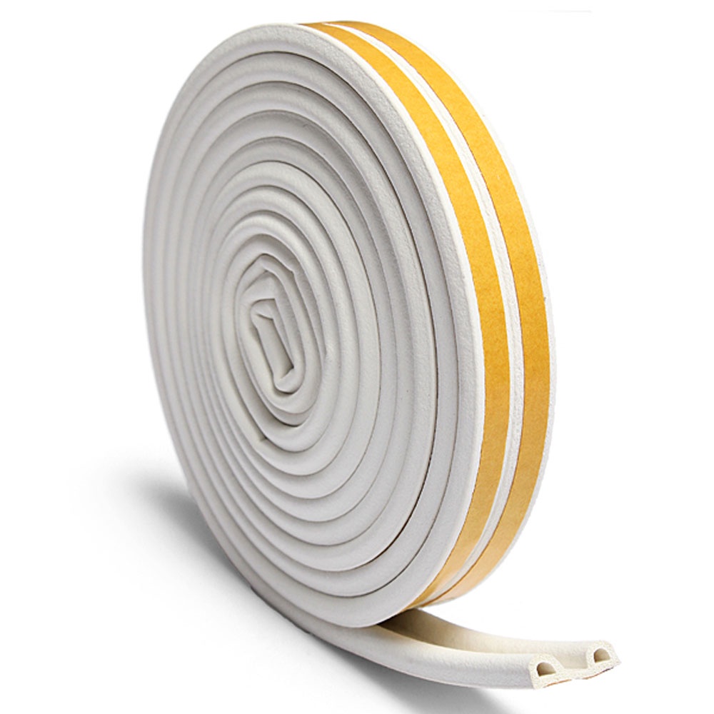 GS8i ganchun lis strip pintu door noise insulation rubber dusting sealing d tape 9x6mm 10m - kk-062 - white Or-i