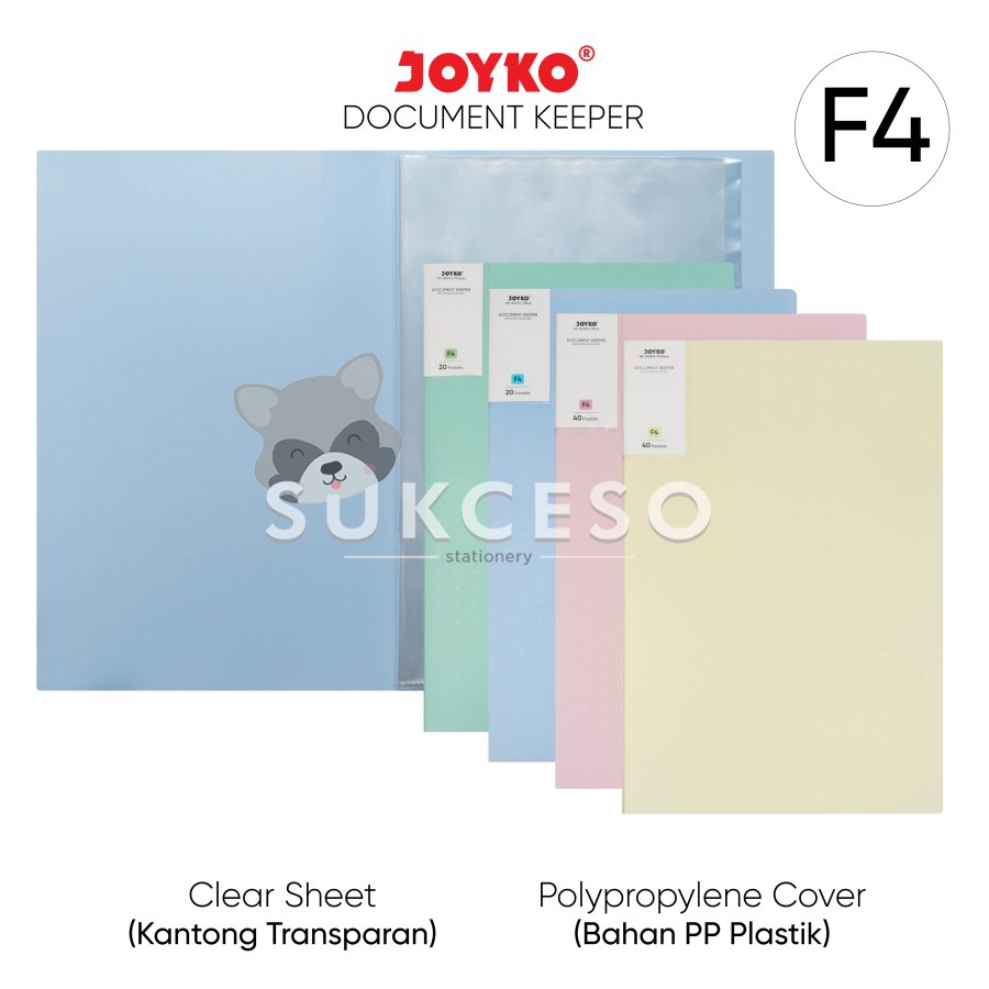 

Joyko Document Keeper F4 40 Pocket / Map File Dokumen Clear Holder Warna Pastel