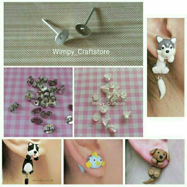 Stopper BESI anting  tusuk pengait  anting  clay bahan 