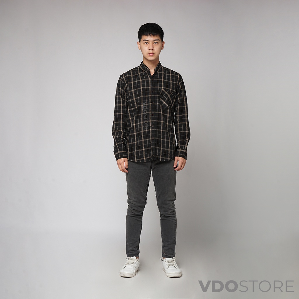 KEMEJA FLANEL PRIA 02 BLACK CHAMPAGNE - M L XL - KEMEJA LENGAN PANJANG VDOSTORE DEWASA BAJU FLANNEL TANGAN PANJANG HITAM NAVY ABU MOTIF KEMEJA COWOK MURAH DEWASA SANTAI TEBAL KUALITAS IMPORT BAJU CATUR PANEL FANEL