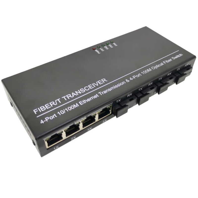 Switch Konverter 4 Port FO + 4 Ethernet Lan for Converter Optic Fiber Optik