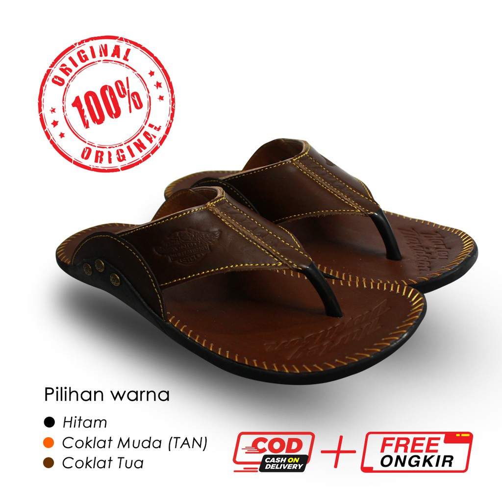 Sandal Kulit Harley Davidson Full Up Sendal Kulit Asli Pria Japit Casual Herley / Sendal Jepit Pria Terbaru