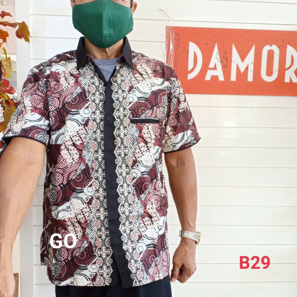 gos  BRSA DAMOR (CRESSIDA) KEMEJA BATIK Cowok Pakaian Pria Batik Lengan Pendek