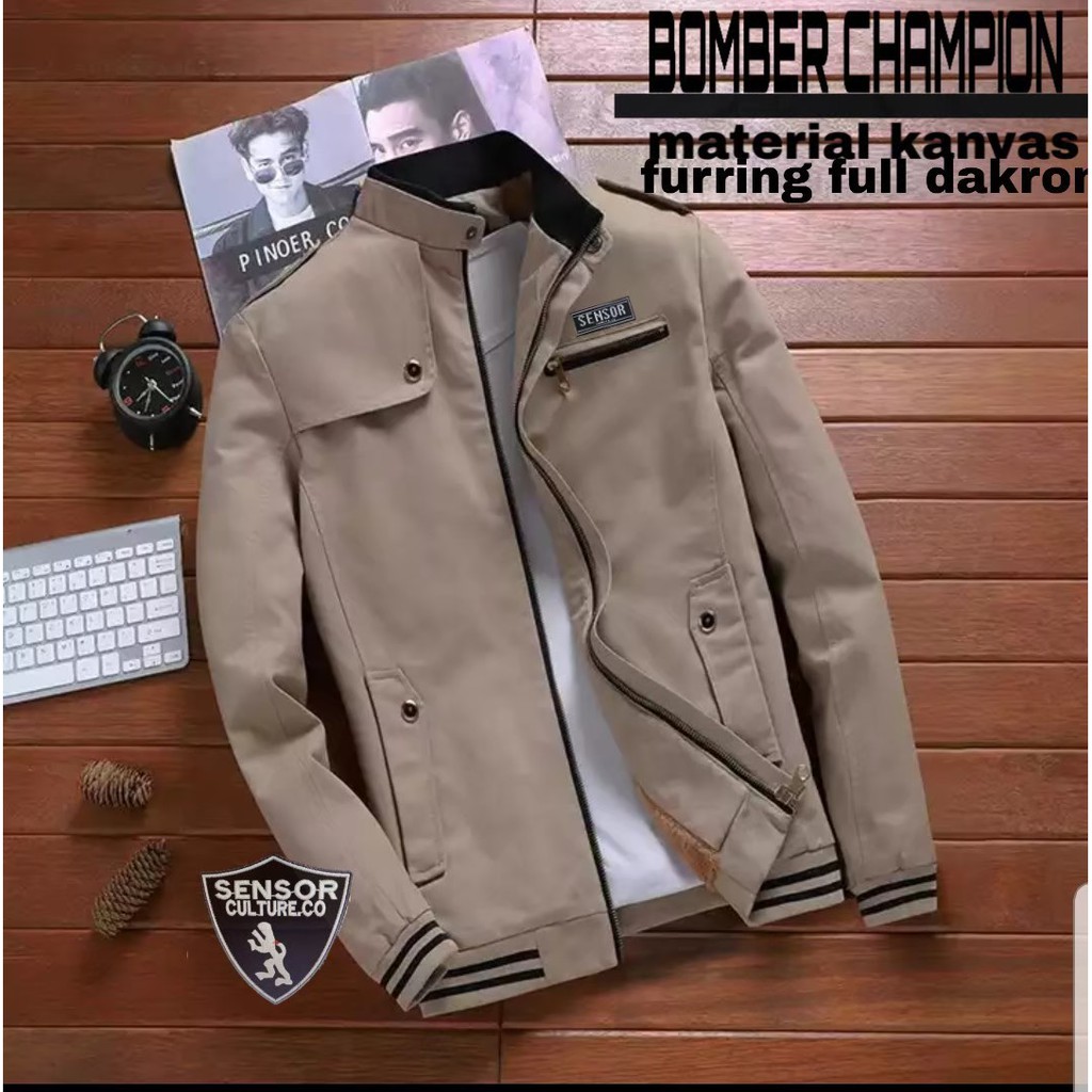 Jaket pria IKC 002 distro cbr six Bandung hoodie dua sisi bolak balik keren grosir pakaian pria H0D7-Cream ( Champions )