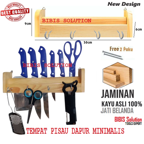 Tempat Pisau Dapur Plus Cantolan Gantungan Kapstok Rak Pisau Tempel Dinding Minimalis