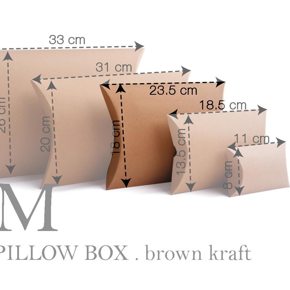 

REAL PICT ! BIG SALE [HARGA 10pcs] PILLOW BOX [M] / MEDIUM SIZE (18x23.5 cm) BROWN KRAFT/ PAPER BOX