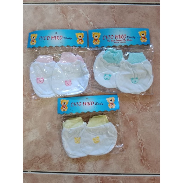 3 pcs sarung tangan bayi Cico miko/sarung tangan bayi polos warna