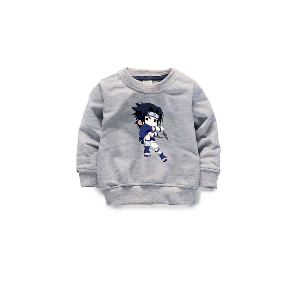 Jaket sweater anak laki-laki usia 2 3 4 5 6 7 8 9 10 tahun / switer crewneck basic anak cowok cewek perempuan karakter hero sasuke bisa cod termurah