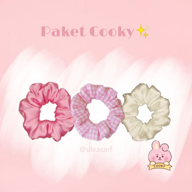 Scrunchies satin premium (FREE GIFT STIKER)- MINI-MEDIUM-Paket Cooky