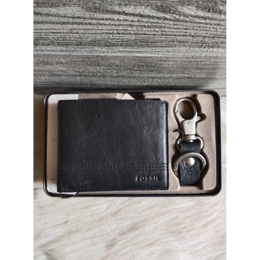 Dompet Pria Fossil kylie giftset rfid black leather men wallet
