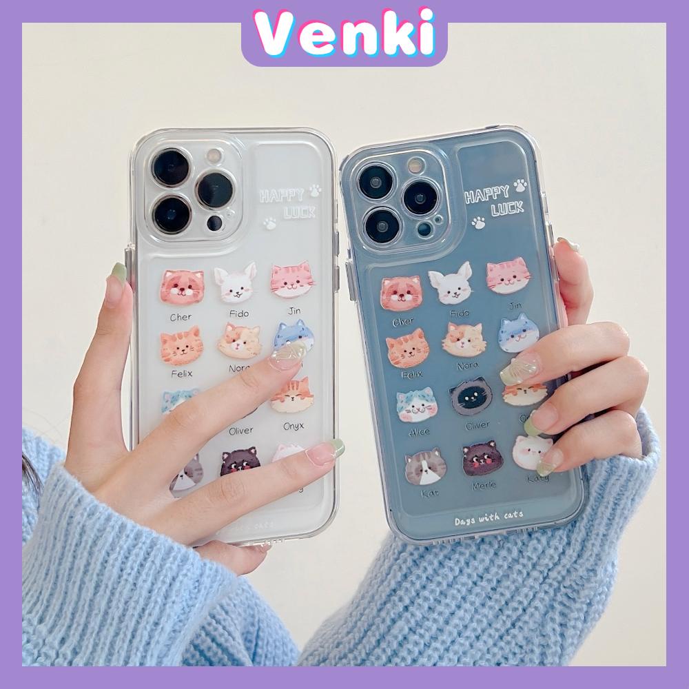 iPhone Case Silicone Soft Case Clear Case Thickened Shockproof Protection Camera Metal Button Cat Cute Compatible For iPhone 11 Pro Max 13 Pro Max 12 Pro Max 7Plus xr XS Max