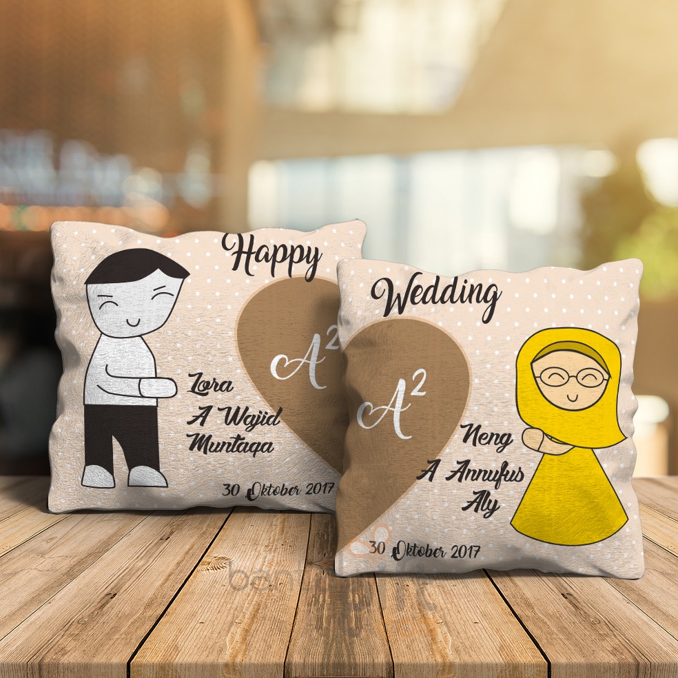 Bantal Couple Muslim Hadiah Wedding Anniversary Ultah Shopee