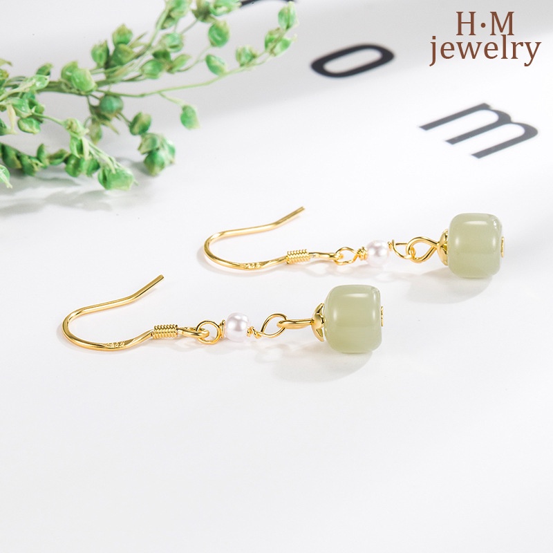 Anting Gantung Batu Giok Hetian Merah Vintage Untuk Wanita 2022