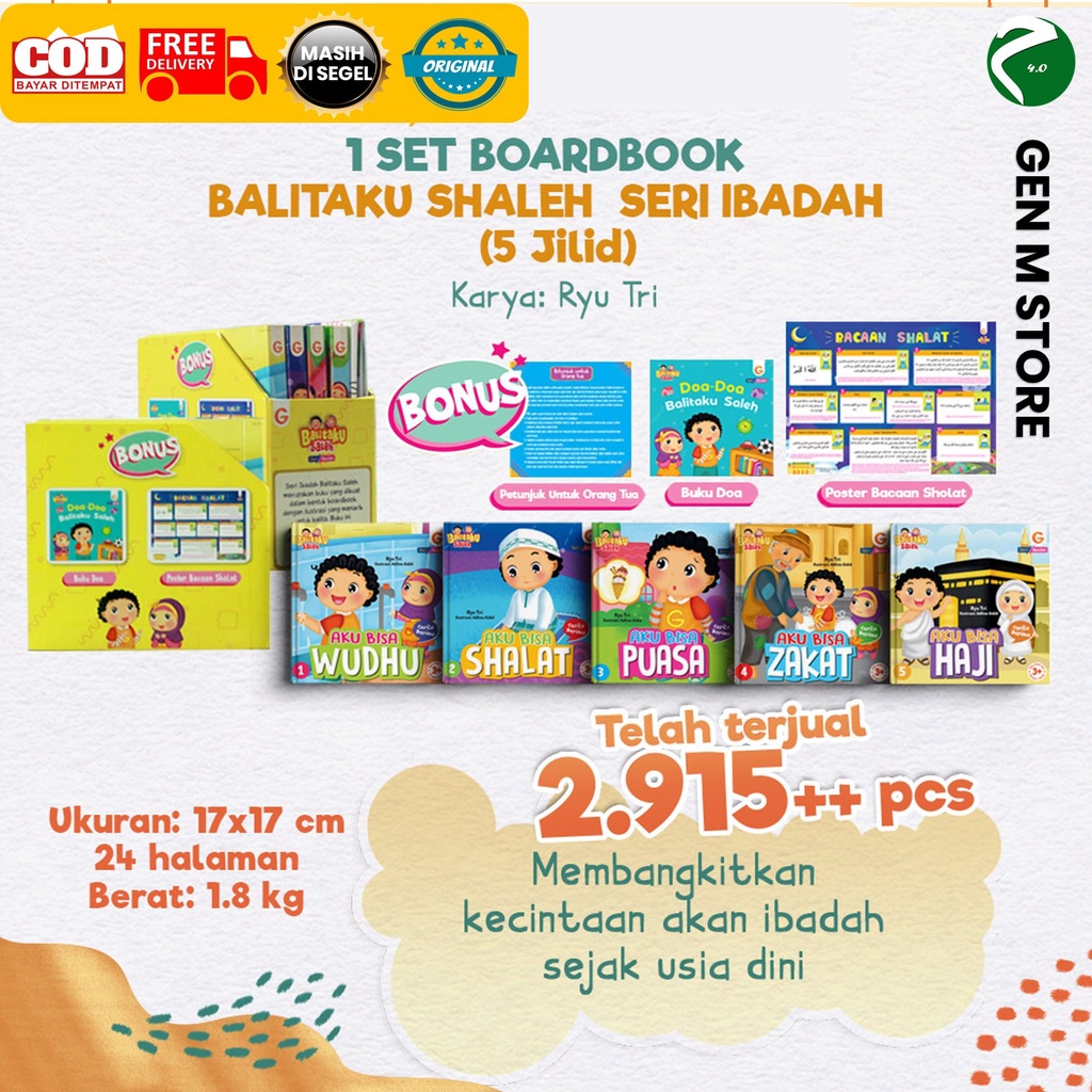 Board book Anak Islami Muslim 1 Set Board Book Seri Ibadah Balitaku Shaleh