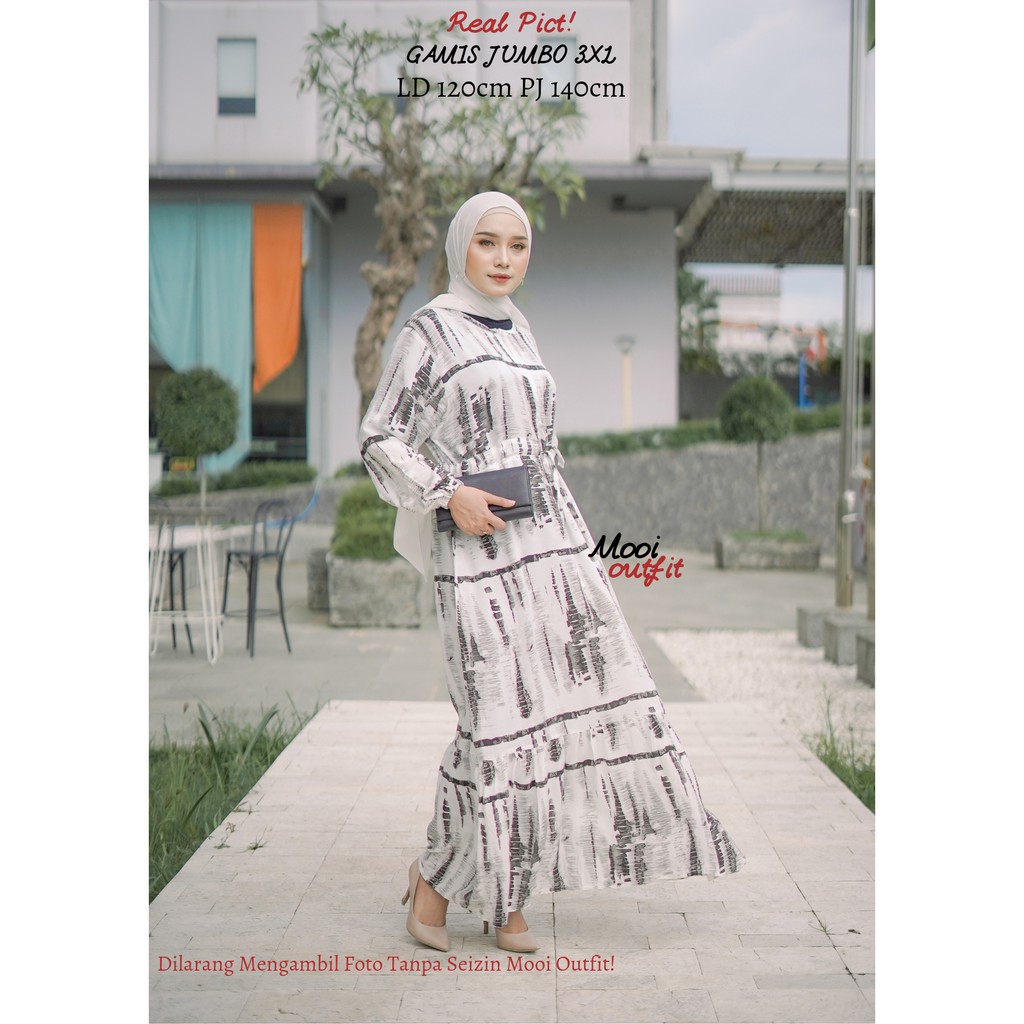 Gamis Jumbo Xxxl Ld 120 Bahan Katun Rayon Adem Murah - Midi Dress Jumbo Murah Kekinian - Gamis Lebaran Jumbo Model Terbaru Kekinian Viral Tiktok