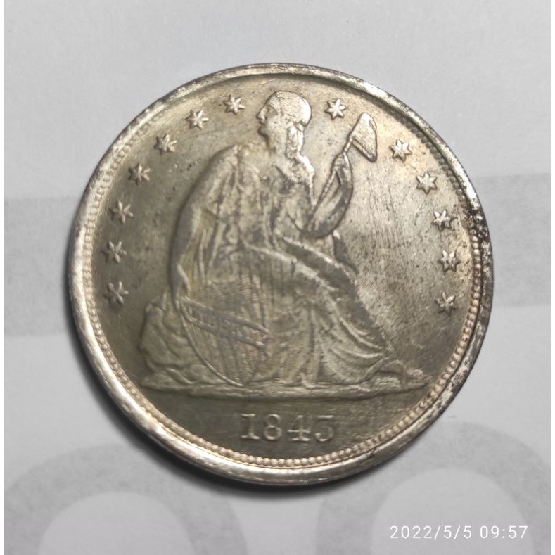 koin kuno Amerika one Dollar tahun 1843 kondisi sesuai foto