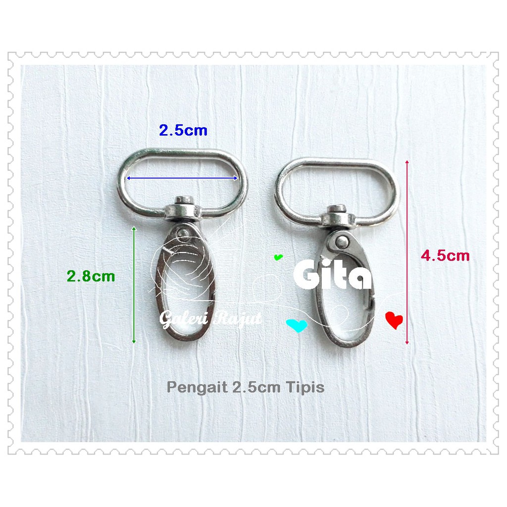 (2pcs) Pengait/Kait Tas 2.5cm Tipis