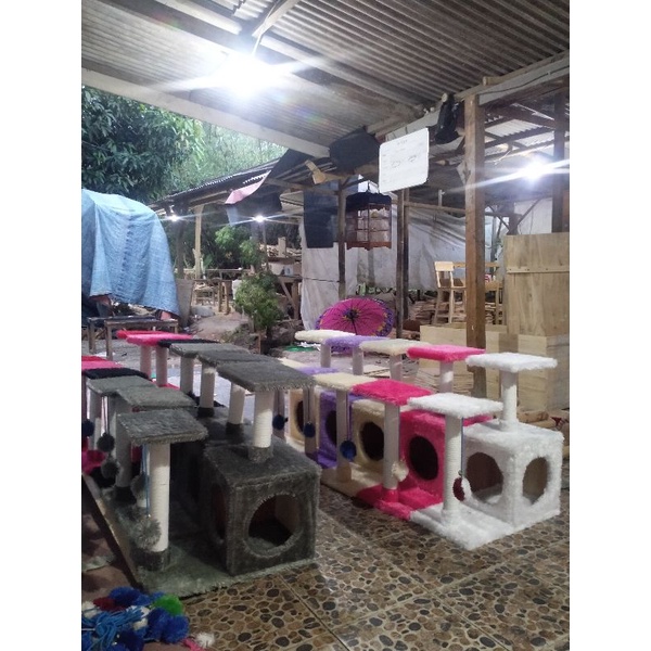 rumah kucing condo panjatan kucing 2 tingkat petshop cakaran garukan kucing rumah