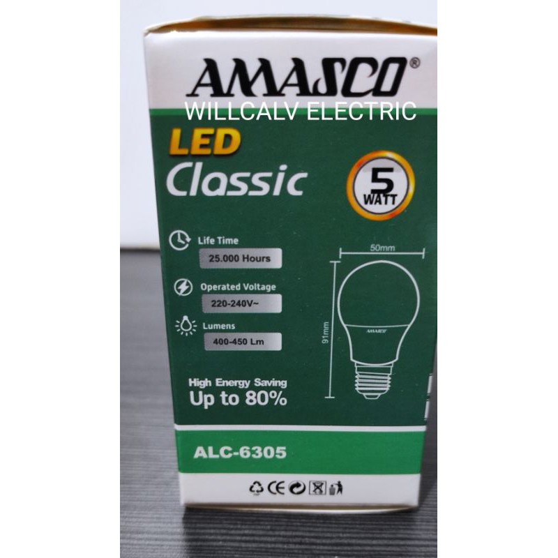 LAMPU LED AMASCO CLASSIC 5W 5WATT 5 WATT