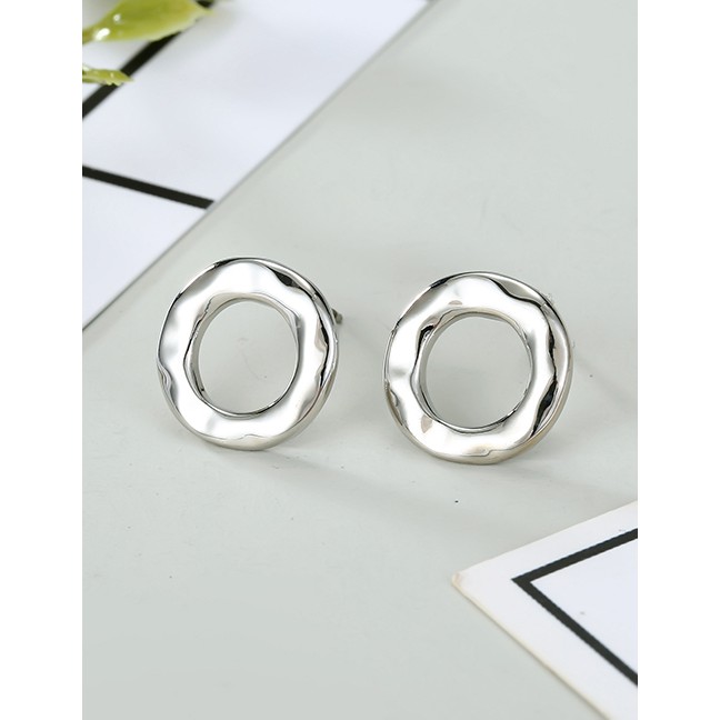 LRC Anting Tusuk Fashion Silver Irregular Concave Alloy Earrings D76659