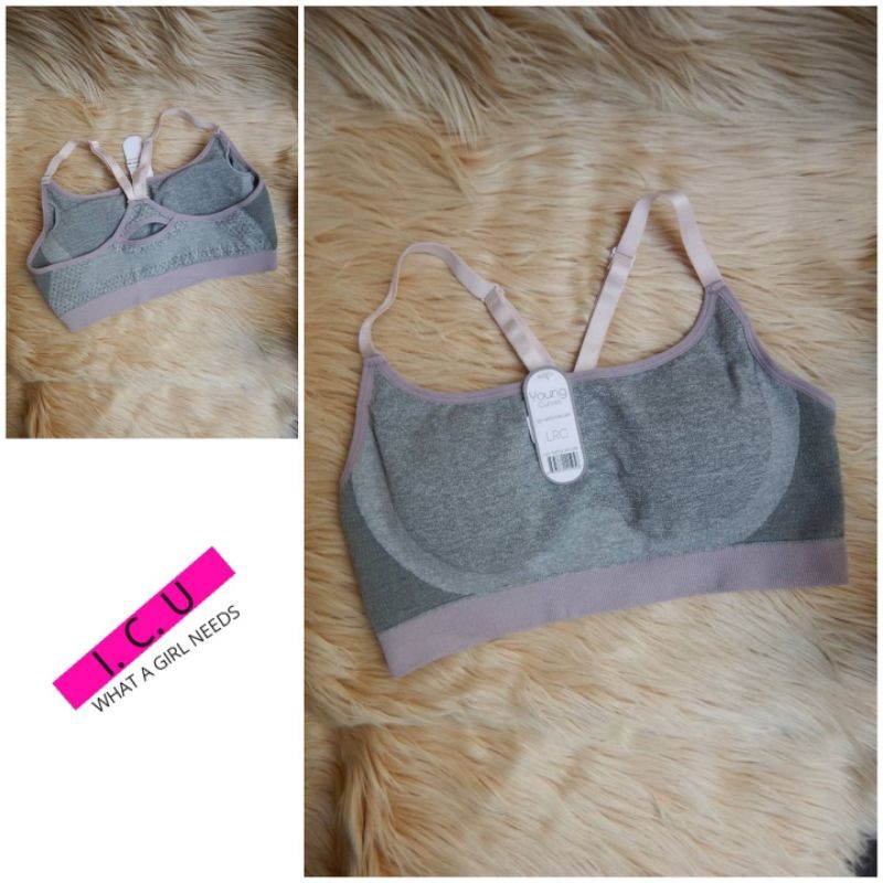 Sport Bra Pakaian Dalam Olahraga Wanita Activewear Original Young Curves C02-100054 Grey Size L