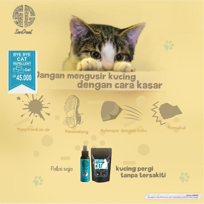 Paket Pengusir Kucing, Bye Bye Cat Gel 250 gr &amp; Spray 250 ml