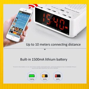 Speaker Mini Bluetooth Radio FM Jam Meja Jam Weker Digital Terlaris