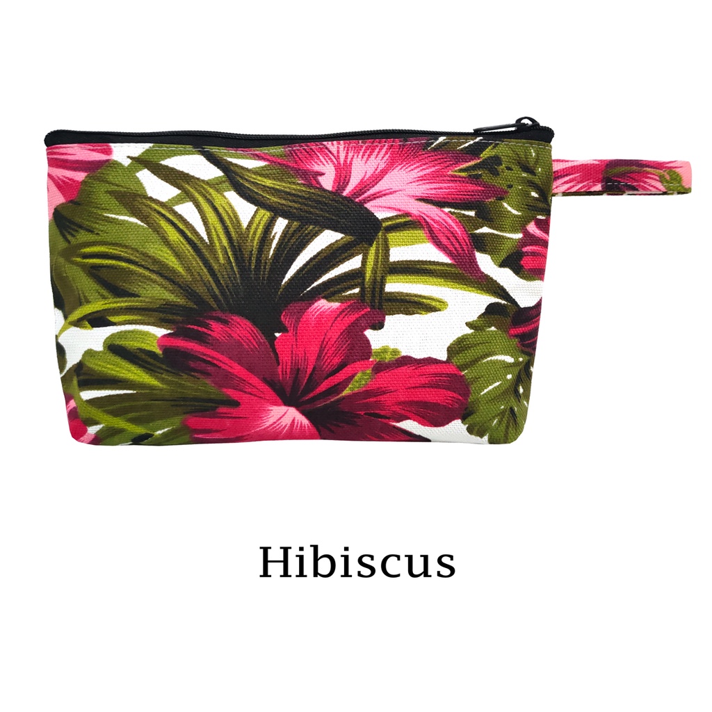 POUCH KANVAS TEBAL BISA UNTUK SOUVENIR 20x15 MOTIF HIBISCUS