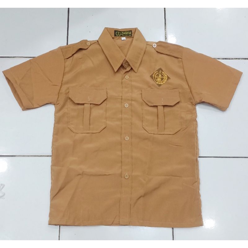 Baju Pramuka Laki SD,SMP,SMA Pendek Bahan Tissu / Baju Pramuka Laki Lengan Pendek / Baju Pramuka Lak