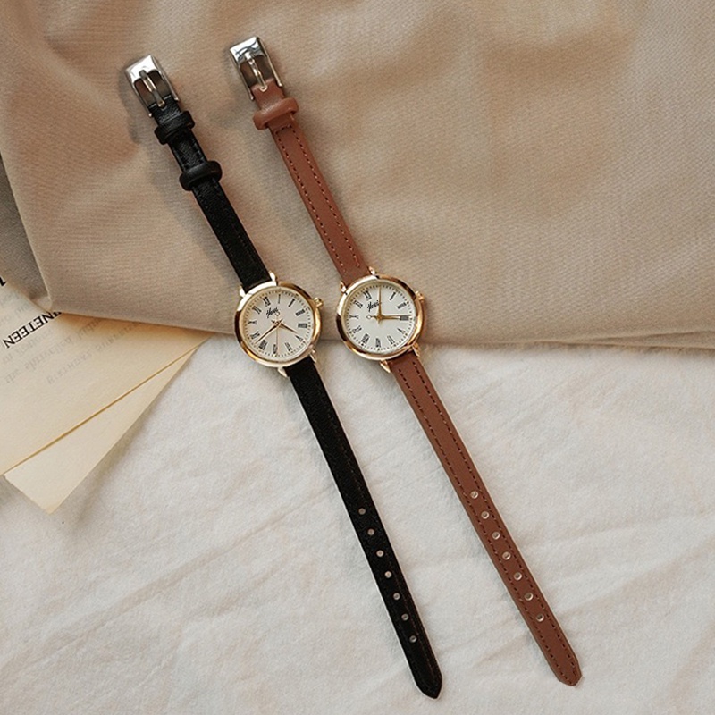 [DGS] Jam Tangan Casual Wanita Analog Kecil Dial Bulat Dengan Strap Pu Leather Korean Fashion