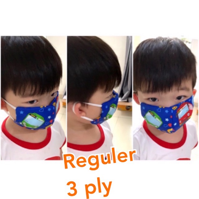 MASKER ANAK kain 3 ply / lapis waterproof &amp; non wp 2 ply Murah motif Termurah