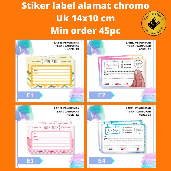 &lt;Free desain&gt; Stiker label alamat pengiriman olshop Uk 10x9,5 | Sticker chromo Uk 14x10 | stiker