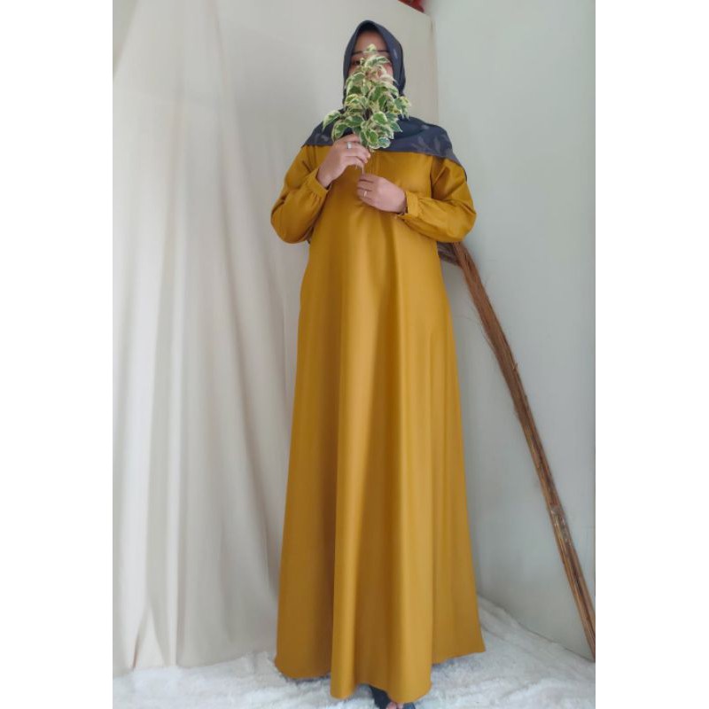 GAMIS JUMBO READY 2 UKURAN/LD 115 &amp; LD 120/gamis polos katun/gamis bahan toyobo/resleting depan