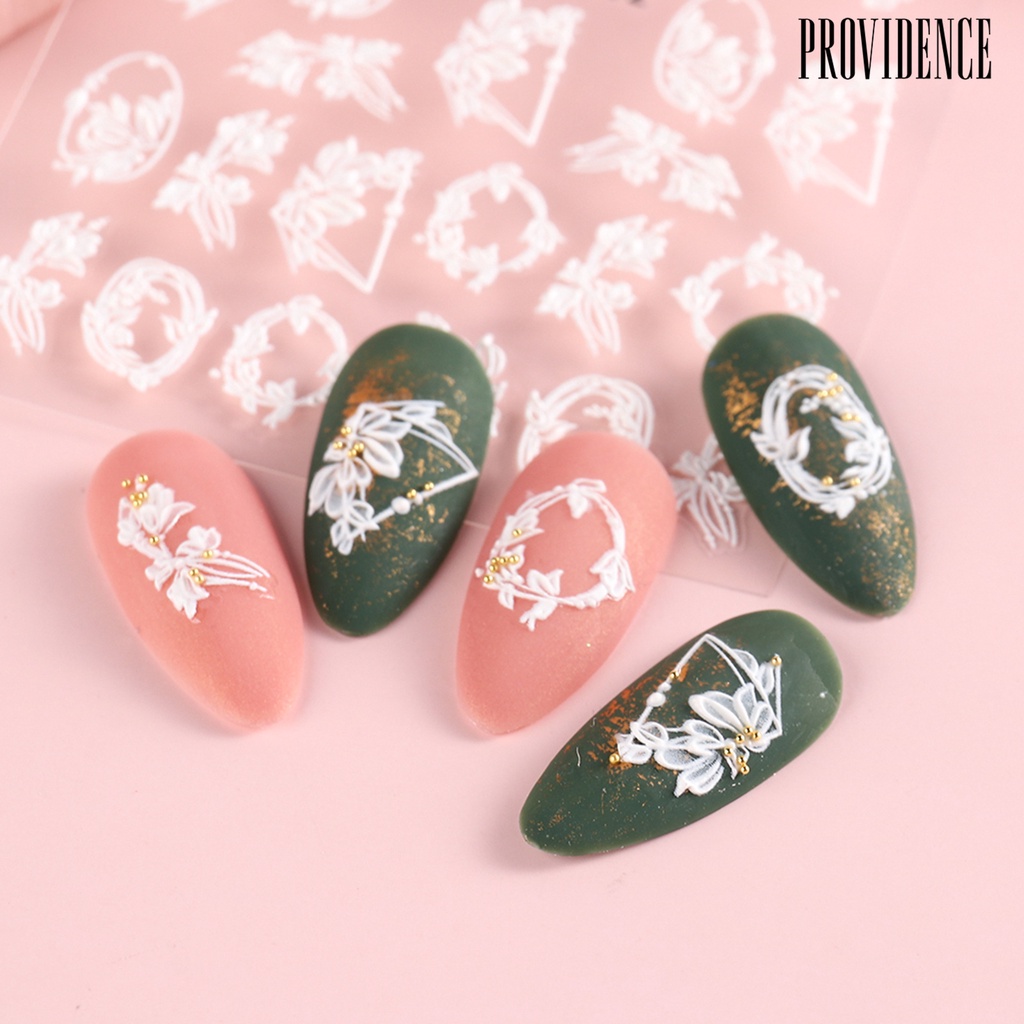 Providence 1 Set Stiker Kuku Motif Bunga 3D Untuk Nail Art