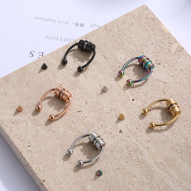 [ACKER] Magnetic Septum Horseshoe Cincin Hidung Palsu 316L Stainless Steel Faux Septum Rings Non-piercing Klip di Hidung Cincin