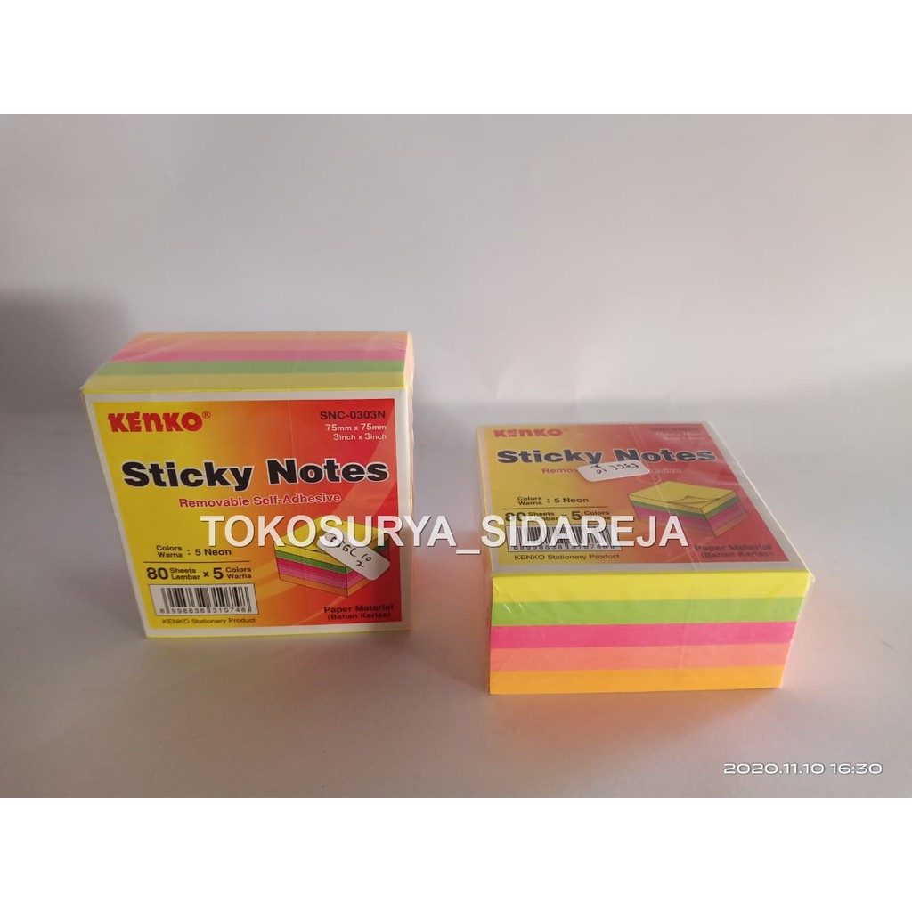 

STICKY NOTE KENKO 80 LEMBAR X 5 WARNA STICK NOTE 75MM