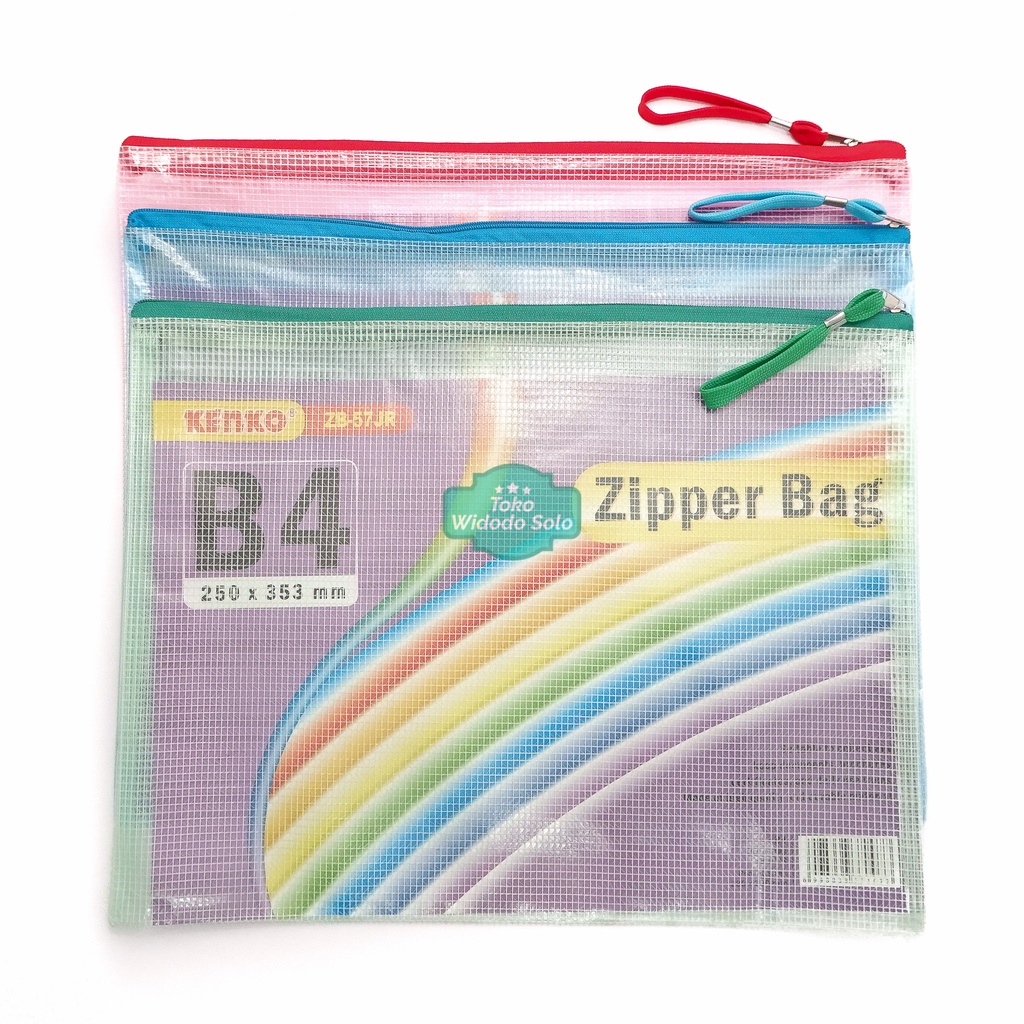 

Map Zipper Bag B4 Kenko ZB 57JR Jaring Transparan 25x35,3cm Amplop Map Plastik - 1 Buah