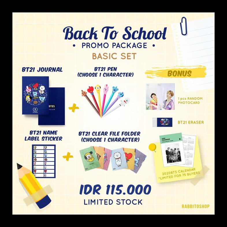 

NEW BT21 BACK TO SCHOOL CLEAR FILE SET / BTS NOTEBOOK + PEN PAKET ALAT TULIS TERLARIS DAN MURAH