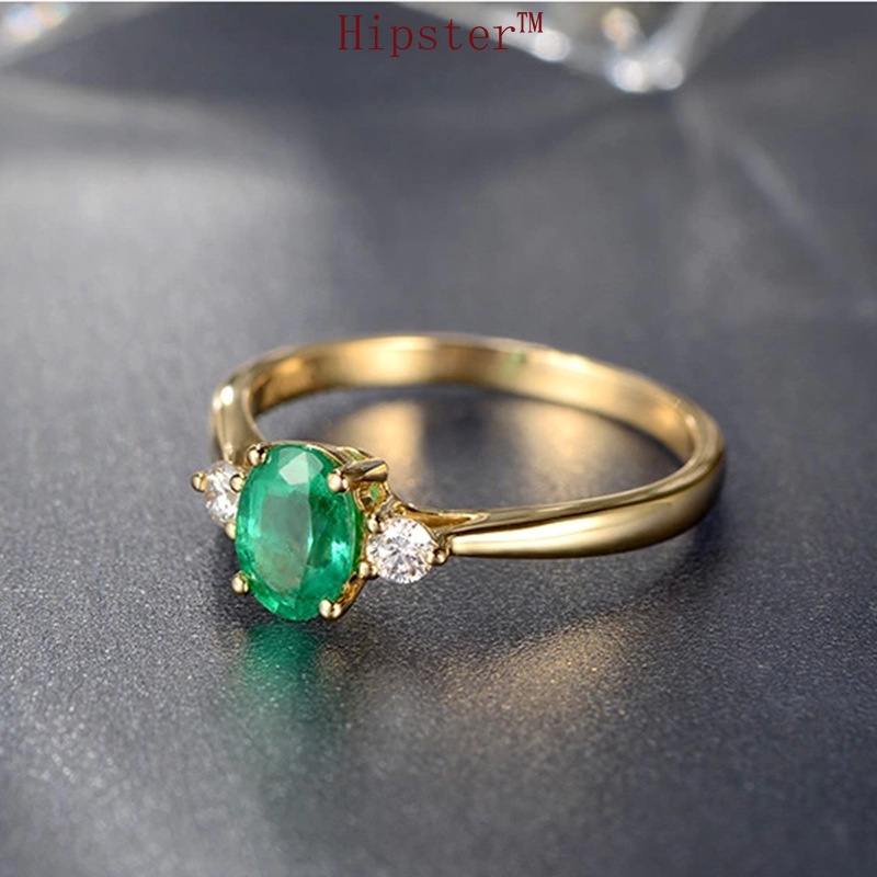 Hot Vintage Luxurious Style Gold Emerald Ring