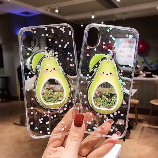 Avocado Glitter Case iPhone Oppo Vivo Xiaomi Samsung f11 V15 V17 V19 pro S1 Y19 Y11 V20 SE X50 V11