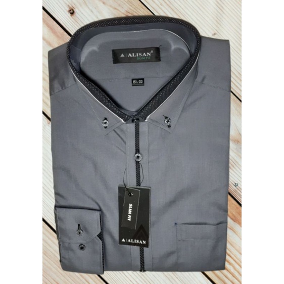 KEMEJA LENGAN PANJANG ALISAN POLOS KOMBINASI