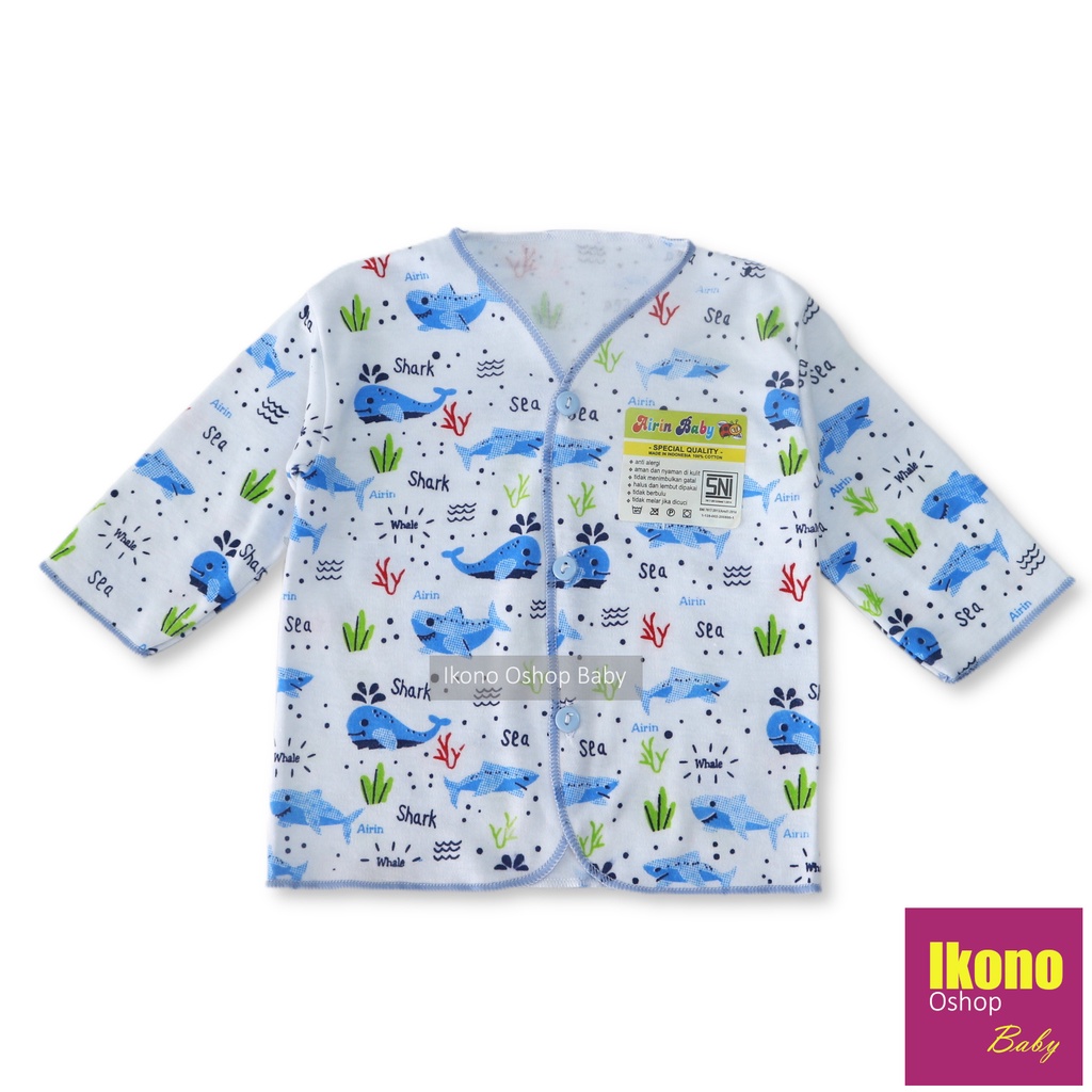 Ikono 3 Pcs Baju Bayi Newborn Lengan Panjang Putih Motif Printing Airin-4