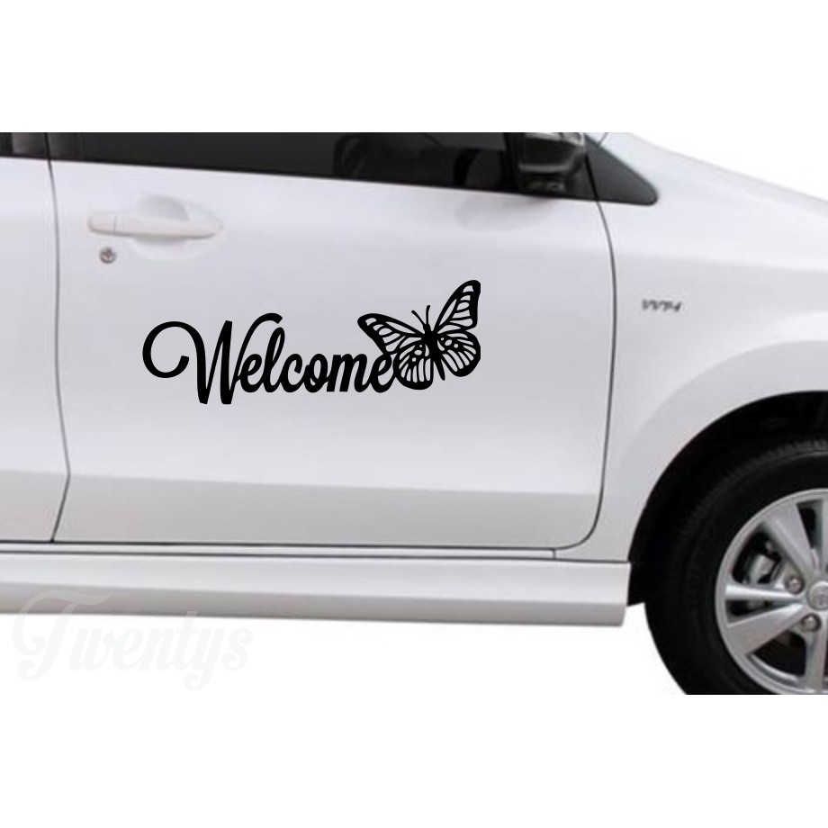 STICKER CUTTING WELCOME BUTTERFLY STIKER MOBIL DIDNDING DLL