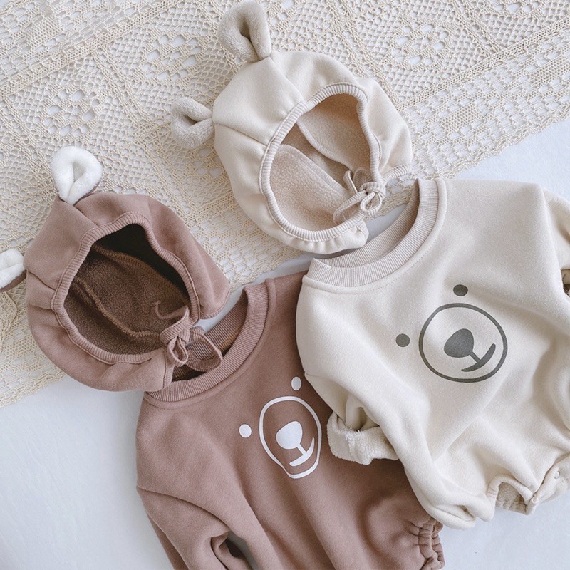 Bear romper in choco and cream