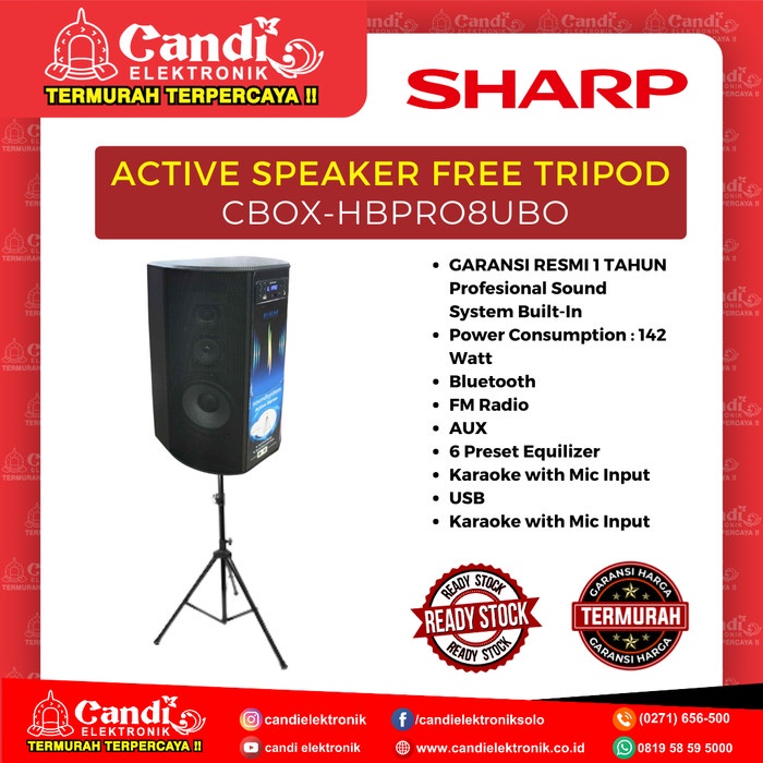 SHARP ACTIVE SPEAKER CBOX-HBPRO8UBO+TRIPOD